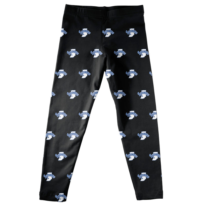 Indiana State University Repeat Logo Black Leggings - Vive La Fête - Online Apparel Store
