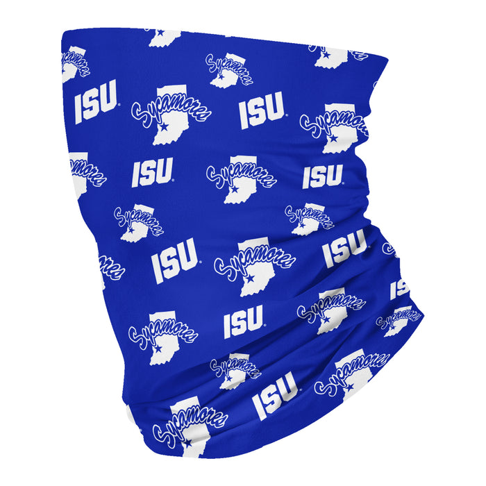 Indiana State University All Over Logo Blue Neck Gaiter - Vive La Fête - Online Apparel Store