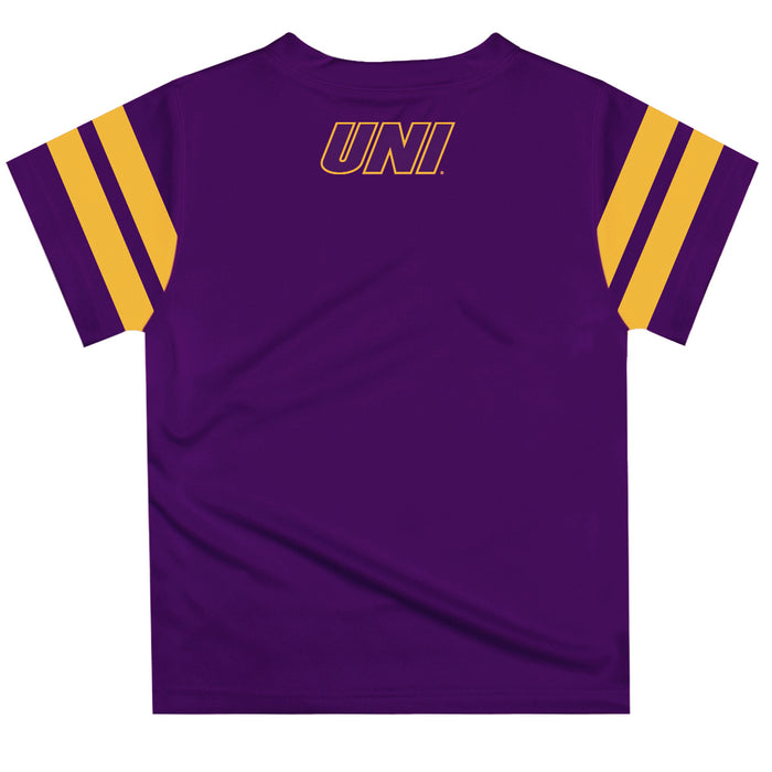 Northern Iowa Panthers Vive La Fete Boys Game Day Purple Short Sleeve Tee with Stripes on Sleeves - Vive La Fête - Online Apparel Store