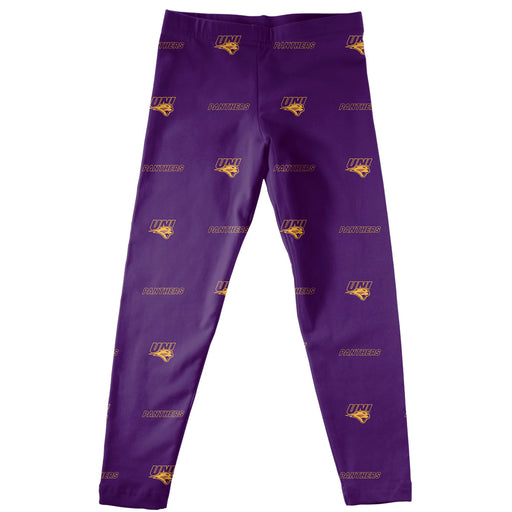 Northern Iowa Panthers Vive La Fete Girls Game Day All Over Logo Elastic Waist Classic Play Purple Leggings Tigths - Vive La Fête - Online Apparel Store