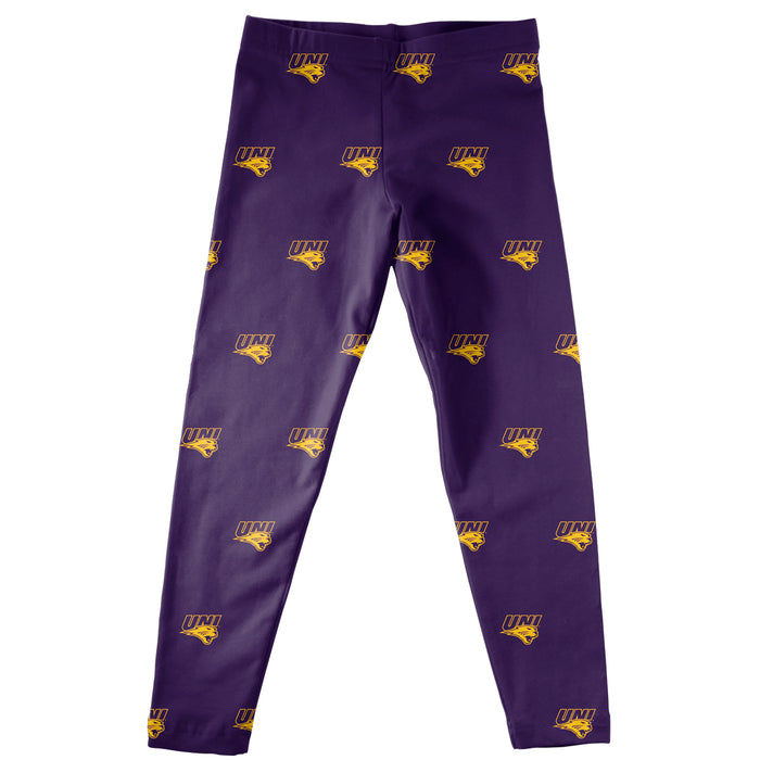 Northern Iowa Panthers Leggings Purple All Over Logo - Vive La Fête - Online Apparel Store