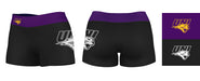 Northern Iowa Panthers Logo on Thigh and Waistband Black & Purple Women Yoga Booty Workout Shorts 3.75 Inseam" - Vive La Fête - Online Apparel Store