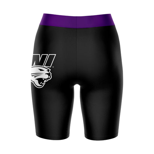 Northern Iowa Panthers Vive La Fete Game Day Logo on Thigh and Waistband Black and Purple Women Bike Short 9 Inseam" - Vive La Fête - Online Apparel Store
