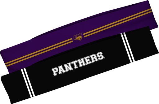 Northern Iowa Panthers Vive La Fete Girls Women Game Day Set of 2 Stretch Headbands Headbands Logo Purple and Name Black