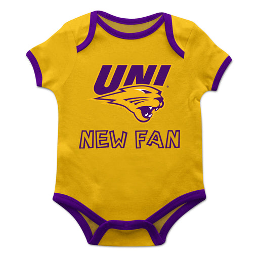 Northern Iowa Panthers Vive La Fete Infant Game Day Gold Short Sleeve Onesie New Fan Logo and Mascot Bodysuit