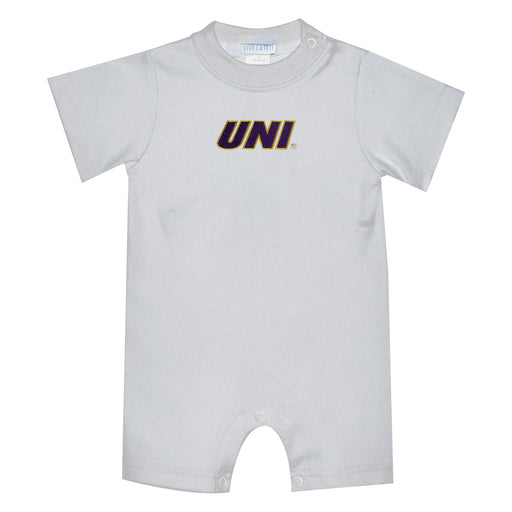 Northern Iowa Panthers Embroidered White Knit Short Sleeve Boys Romper