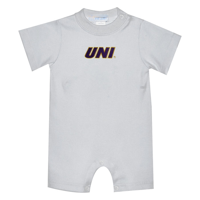 Northern Iowa Panthers Embroidered White Knit Short Sleeve Boys Romper