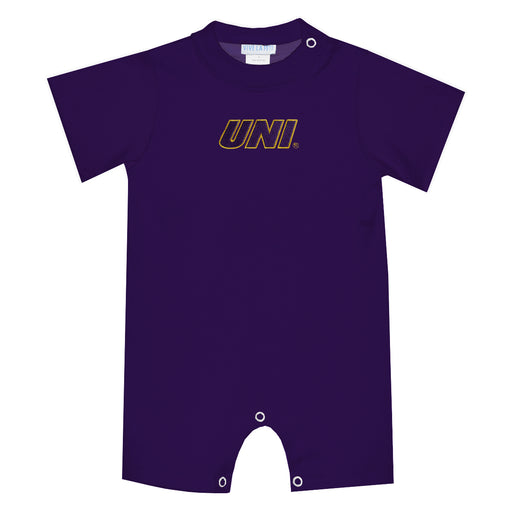 Northern Iowa Panthers Embroidered Purple Knit Short Sleeve Boys Romper