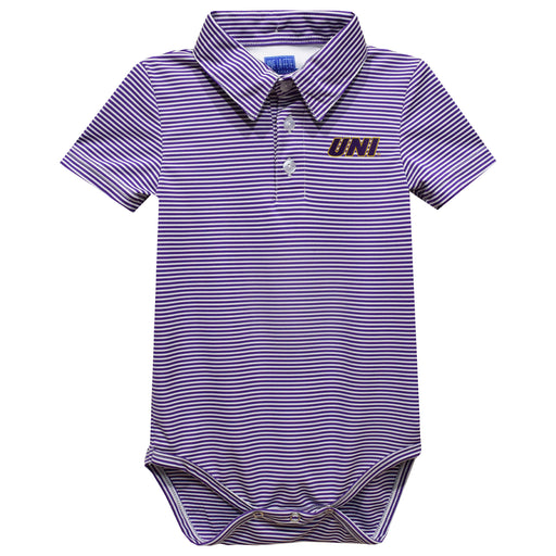 Northern Iowa Panthers Embroidered Purple Stripes Stripe Knit Polo Onesie
