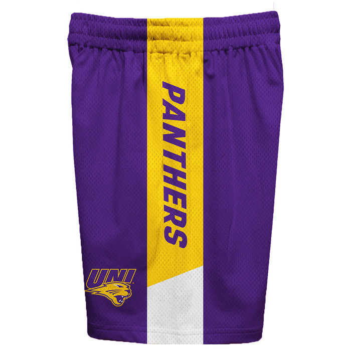 Northern Iowa Panthers Vive La Fete Game Day Purple Stripes Boys Solid Gold Athletic Mesh Short - Vive La Fête - Online Apparel Store
