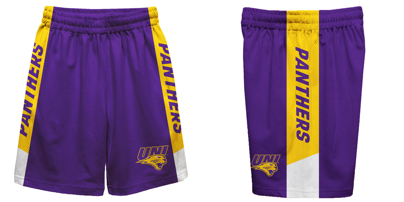 Northern Iowa Panthers Vive La Fete Game Day Purple Stripes Boys Solid Gold Athletic Mesh Short - Vive La Fête - Online Apparel Store