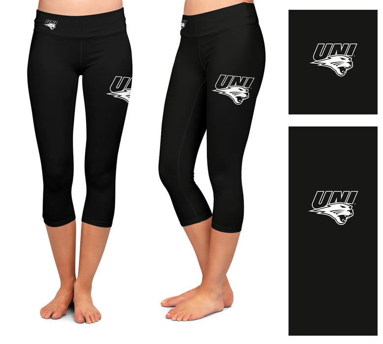 Northern Iowa Panthers Vive La Fete Game Day Collegiate Large Logo on Thigh and Waist Youth Black Capri Leggings - Vive La Fête - Online Apparel Store