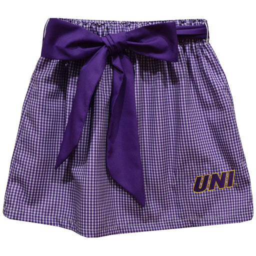 Northern Iowa Panthers Embroidered Purple Gingham Skirt With Sash