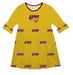 Northern Iowa Panthers Vive La Fete Girls Game Day 3/4 Sleeve Solid Gold All Over Logo on Skirt