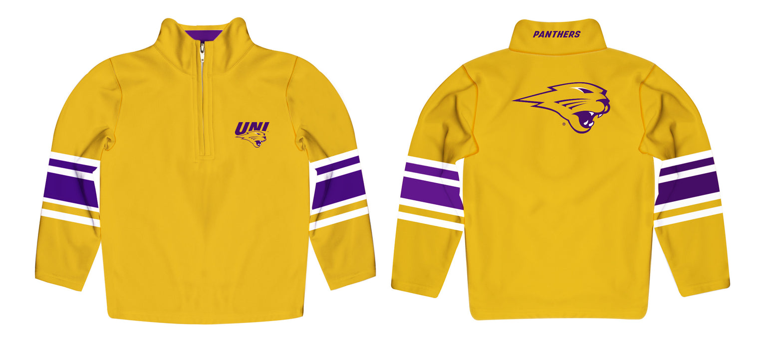 Northern Iowa Panthers Vive La Fete Game Day Gold Quarter Zip Pullover Stripes on Sleeves - Vive La Fête - Online Apparel Store