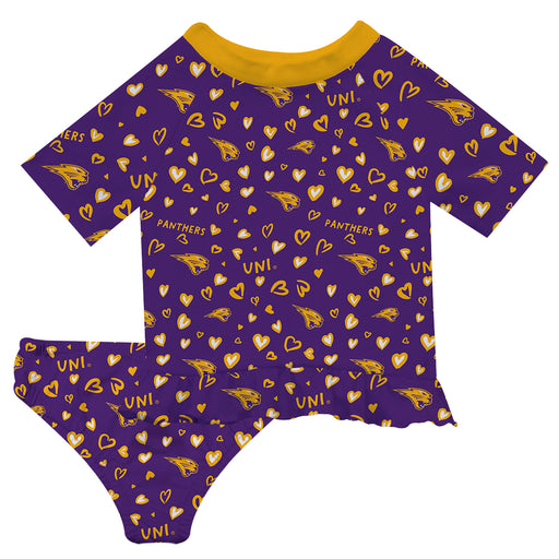 Northern Iowa Panthers Vive La Fete All Over Logo Purple Long Sleeve Bikini Set