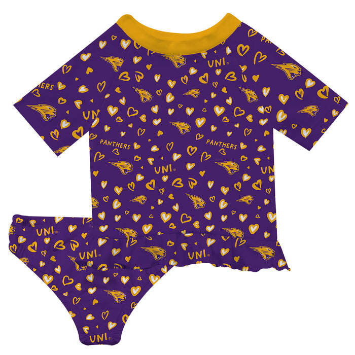 Northern Iowa Panthers Vive La Fete All Over Logo Purple Long Sleeve Bikini Set