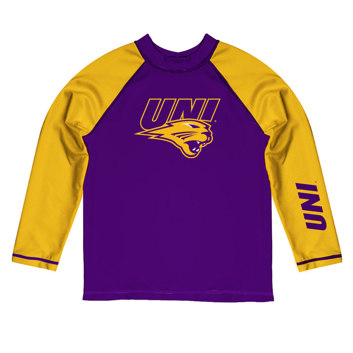 Northern Iowa Panthers Vive La Fete Purple and Gold Long Sleeve Raglan Rashguard