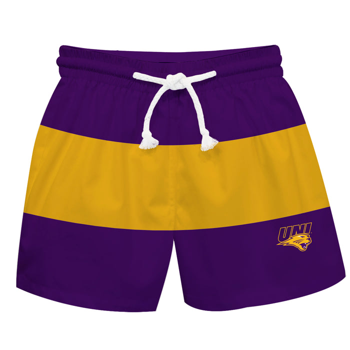 Northern Iowa Panthers Vive La Fete Purple Gold Stripes Swimtrunks V2