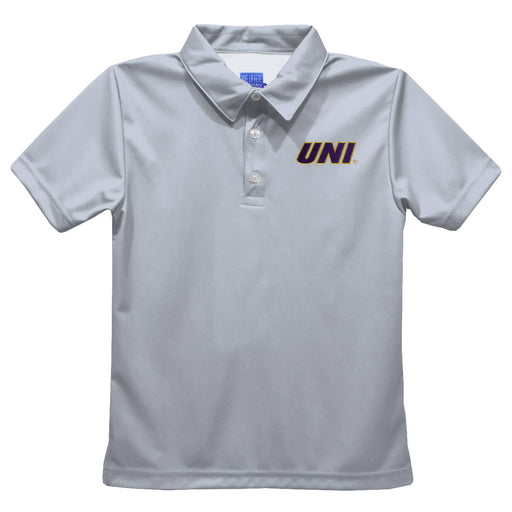 Northern Iowa Panthers Embroidered Gray Short Sleeve Polo Box Shirt