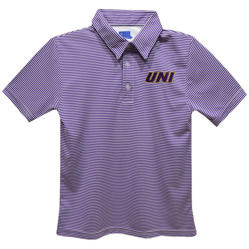 Northern Iowa Panthers Embroidered Purple Stripes Short Sleeve Polo Box Shirt