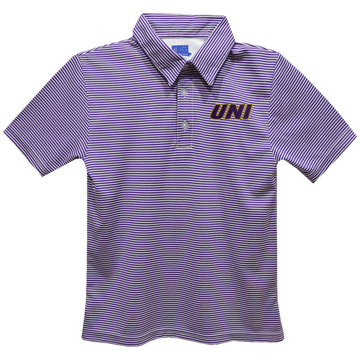 Northern Iowa Panthers Embroidered Purple Stripes Short Sleeve Polo Box Shirt