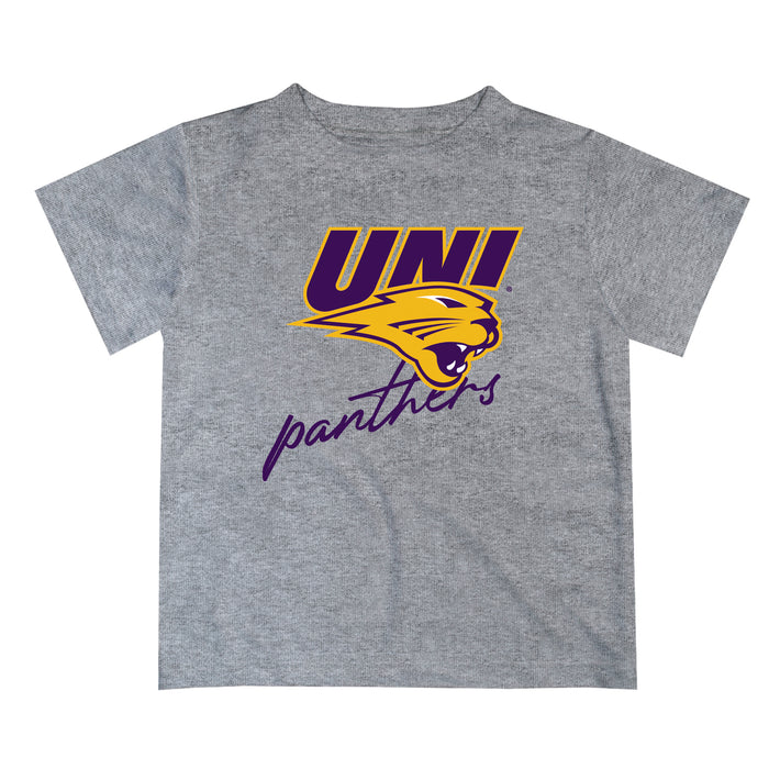 Northern Iowa Panthers Vive La Fete Script V1 Gray Short Sleeve Tee Shirt