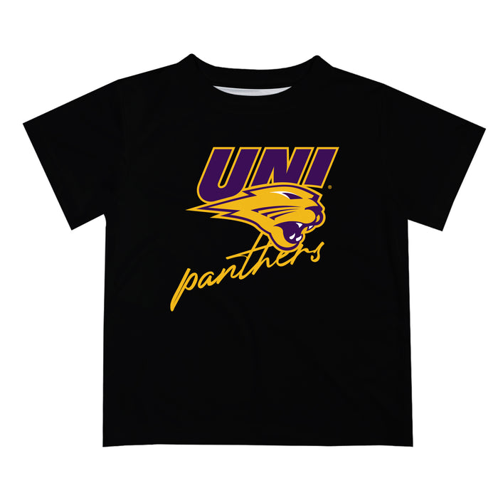 Northern Iowa Panthers Vive La Fete Script V1 Black Short Sleeve Tee Shirt