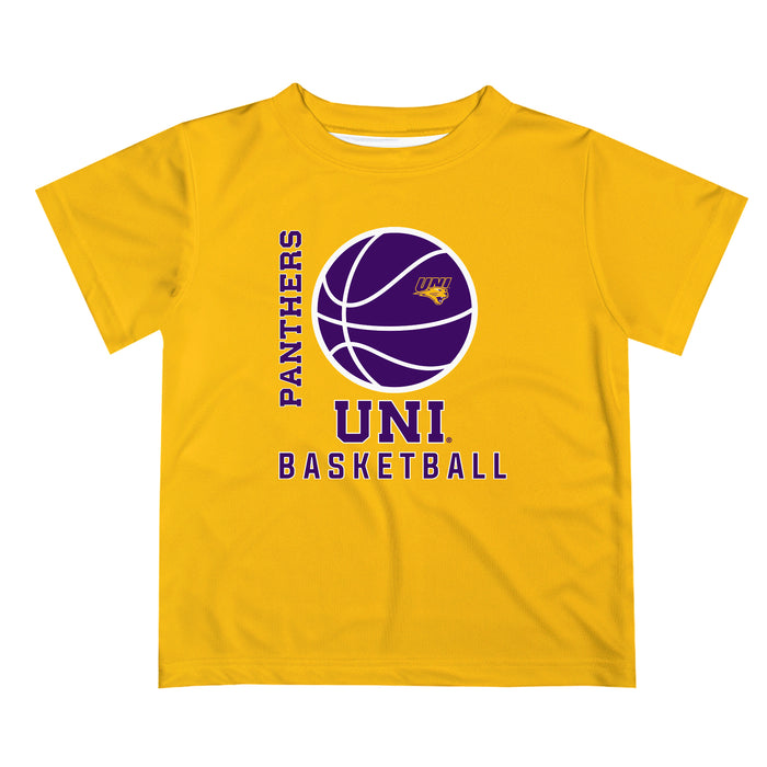 Northern Iowa Panthers Vive La Fete Basketball V1 Gold Short Sleeve Tee Shirt