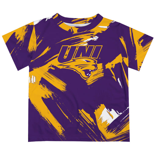 Northern Iowa Panthers Vive La Fete Boys Game Day Purple Short Sleeve Tee Paint Brush
