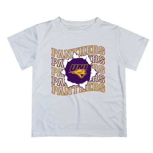 Northern Iowa Panthers Vive La Fete  White Art V1 Short Sleeve Tee Shirt