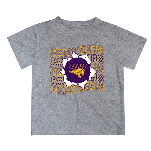 Northern Iowa Panthers Vive La Fete  Gray Art V1 Short Sleeve Tee Shirt