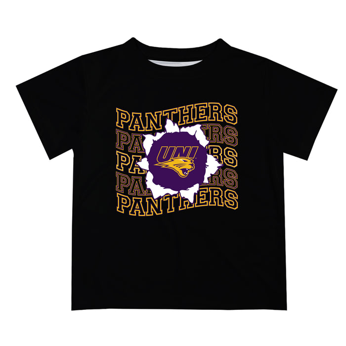 Northern Iowa Panthers Vive La Fete Black Art V1 Short Sleeve Tee Shirt