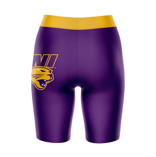 Northern Iowa Panthers Vive La Fete Game Day Logo on Thigh and Waistband Purple and Gold Women Bike Short 9 Inseam - Vive La Fête - Online Apparel Store