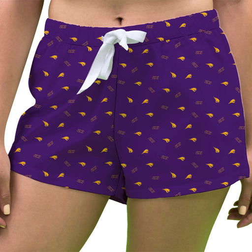 Northern Iowa Panthers Vive La Fete Game Day All Over Logo Women Purple Lounge Shorts