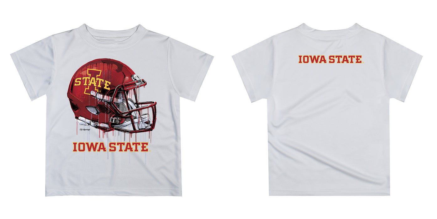 Iowa State Cyclones ISU Original Dripping Football Helmet White T-Shirt by Vive La Fete - Vive La Fête - Online Apparel Store