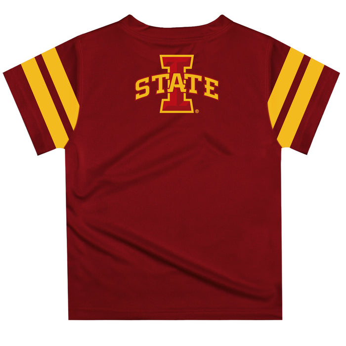 Iowa State Cyclones ISU Vive La Fete Boys Game Day Maroon Short Sleeve Tee with Stripes on Sleeves - Vive La Fête - Online Apparel Store