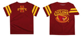 Iowa State Cyclones ISU Vive La Fete Boys Game Day Maroon Short Sleeve Tee with Stripes on Sleeves - Vive La Fête - Online Apparel Store