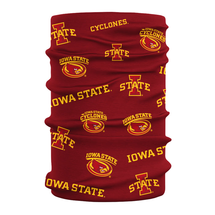 Iowa State Cyclones Vive La Fete All Over Logo Game Day Collegiate Face Cover Soft 4 Way Stretch Neck Gaiter - Vive La Fête - Online Apparel Store