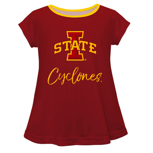 Iowa State Cyclones ISU Vive La Fete Girls Game Day Short Sleeve Maroon Top with School Logo and Name - Vive La Fête - Online Apparel Store