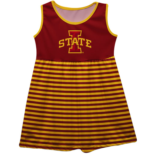 Iowa State Cyclones ISU Vive La Fete Girls Game Day Sleeveless Tank Dress Solid Maroon Logo Stripes on Skirt - Vive La Fête - Online Apparel Store