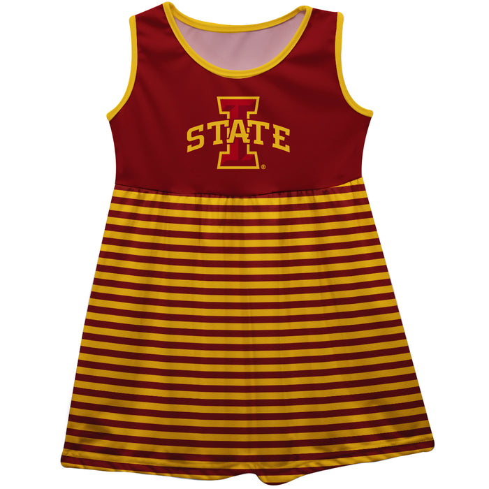 Iowa State Cyclones ISU Vive La Fete Girls Game Day Sleeveless Tank Dress Solid Maroon Logo Stripes on Skirt - Vive La Fête - Online Apparel Store