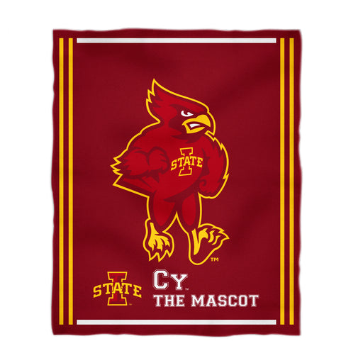 Iowa State Cyclones ISU Vive La Fete Kids Game Day Red Plush Soft Minky Blanket 36 x 48 Mascot