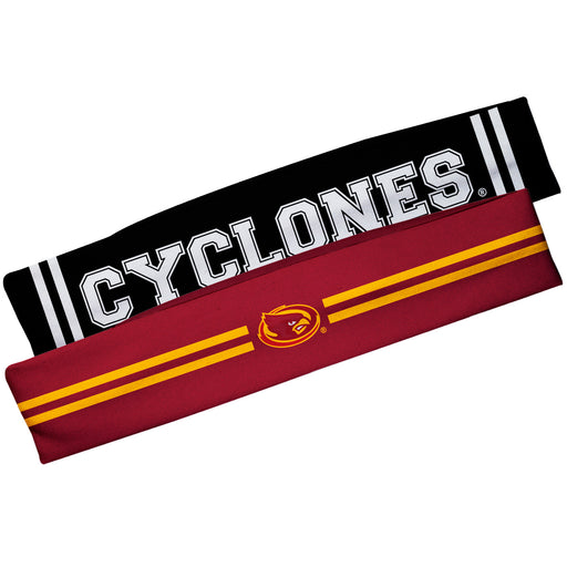 Iowa State Cyclones ISU Vive La Fete Girls Women Game Day Set of 2 Stretch Headbands Headbands Logo Maroon  Name Black
