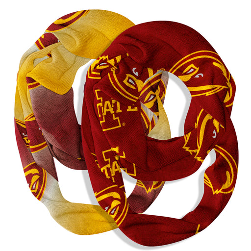 Iowa State Cyclones Vive La Fete All Over Logo Collegiate Women Set of 2 Light Weight Ultra Soft Infinity Scarfs