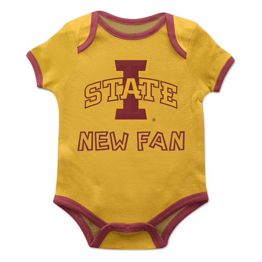 Iowa State Cyclones ISU Vive La Fete Infant Gold Short Sleeve Onesie New Fan Logo and Mascot Bodysuit