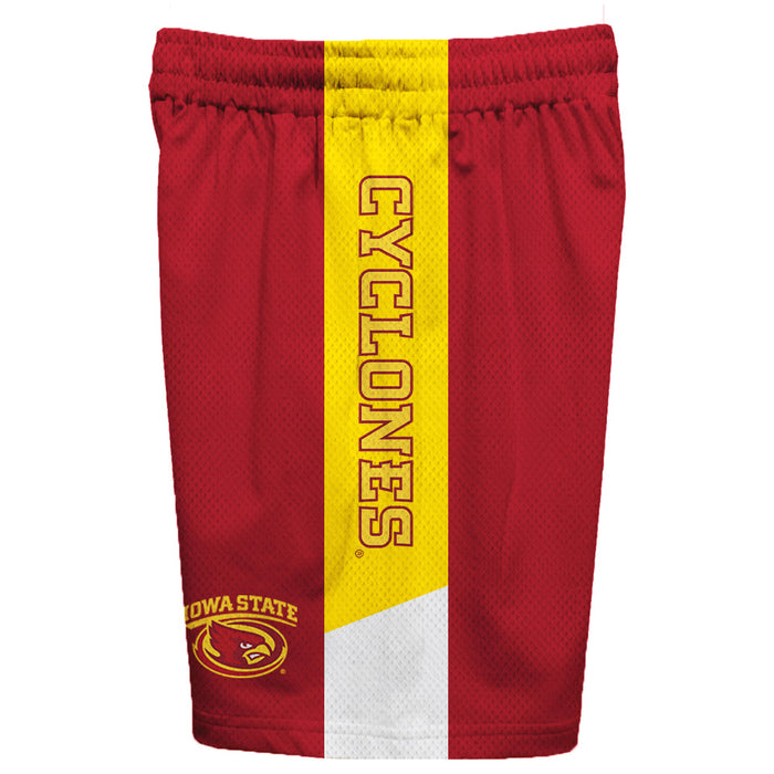 Iowa State Cyclones ISU Vive La Fete Game Day Maroon Stripes Boys Solid Gold Athletic Mesh Short - Vive La Fête - Online Apparel Store