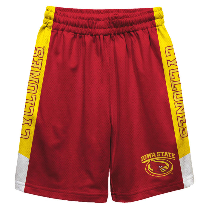 Iowa State Cyclones ISU Vive La Fete Game Day Maroon Stripes Boys Solid Gold Athletic Mesh Short