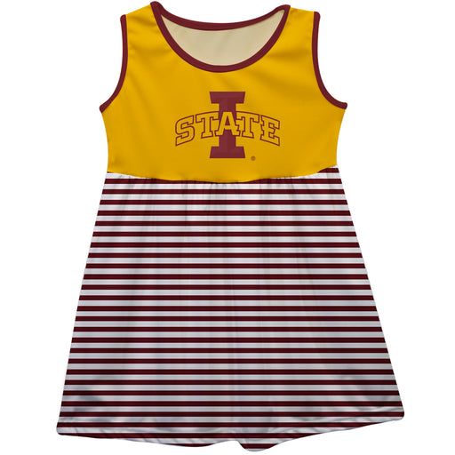 Iowa State Cyclones ISU Vive La Fete Girls Game Day Sleeveless Tank Dress Solid Gold Logo Stripes on Skirt
