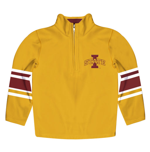 Iowa State Cyclones ISU Vive La Fete Game Day Gold Quarter Zip Pullover Stripes on Sleeves